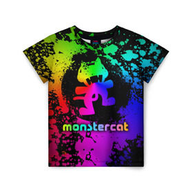 Детская футболка 3D с принтом Monstercat , 100% гипоаллергенный полиэфир | прямой крой, круглый вырез горловины, длина до линии бедер, чуть спущенное плечо, ткань немного тянется | monstercat | клуб | клубная музыка | кот | котенок | кошка | лейбл | монстар | монстар кет | монстер | музыка | танцевальная музыка | электронная | электронная музыка
