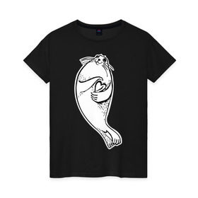Женская футболка хлопок с принтом Нерпа Нина с Байкалом , 100% хлопок | прямой крой, круглый вырез горловины, длина до линии бедер, слегка спущенное плечо | baikal | irkutsk | байкал | иркутск | нерпа