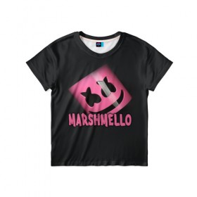 Детская футболка 3D с принтом Marshmello , 100% гипоаллергенный полиэфир | прямой крой, круглый вырез горловины, длина до линии бедер, чуть спущенное плечо, ткань немного тянется | 
