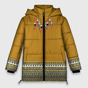 Женская зимняя куртка 3D с принтом индейское национальное платье , верх — 100% полиэстер; подкладка — 100% полиэстер; утеплитель — 100% полиэстер | длина ниже бедра, силуэт Оверсайз. Есть воротник-стойка, отстегивающийся капюшон и ветрозащитная планка. 

Боковые карманы с листочкой на кнопках и внутренний карман на молнии | ethno | indians | native american | ttibal | америка | индейцы | трибал | узор. орнамент | этника