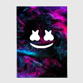 Постер с принтом Marshmello NEON , 100% бумага
 | бумага, плотность 150 мг. Матовая, но за счет высокого коэффициента гладкости имеет небольшой блеск и дает на свету блики, но в отличии от глянцевой бумаги не покрыта лаком | christopher comstock | dj | marshmello | music | диджей | клубная музыка | клубняк | крис комсток | логотип | маршмэллоу | музыка