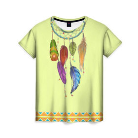 Женская футболка 3D с принтом индейское платье , 100% полиэфир ( синтетическое хлопкоподобное полотно) | прямой крой, круглый вырез горловины, длина до линии бедер | ethno | indians | native american | ttibal | америка | индейцы | ловец снов | перья | трибал | узор. орнамент | этника