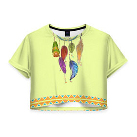 Женская футболка Cropp-top с принтом индейское платье , 100% полиэстер | круглая горловина, длина футболки до линии талии, рукава с отворотами | ethno | indians | native american | ttibal | америка | индейцы | ловец снов | перья | трибал | узор. орнамент | этника