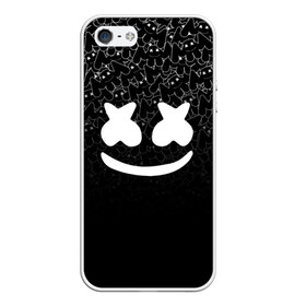 Чехол для iPhone 5/5S матовый с принтом MARSHMELLO BLACK , Силикон | Область печати: задняя сторона чехла, без боковых панелей | black | dj | marshmello | usa | америка | клубная музыка | маршмелло | музыка | музыкант