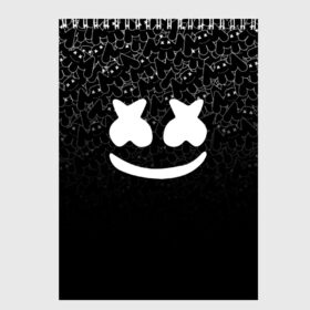 Скетчбук с принтом MARSHMELLO BLACK , 100% бумага
 | 48 листов, плотность листов — 100 г/м2, плотность картонной обложки — 250 г/м2. Листы скреплены сверху удобной пружинной спиралью | black | dj | marshmello | usa | америка | клубная музыка | маршмелло | музыка | музыкант