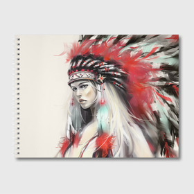 Альбом для рисования с принтом Индейская девушка , 100% бумага
 | матовая бумага, плотность 200 мг. | Тематика изображения на принте: африка | индейцы | куп | перо | перья | этно