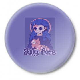 Значок с принтом Sally Face ,  металл | круглая форма, металлическая застежка в виде булавки | 