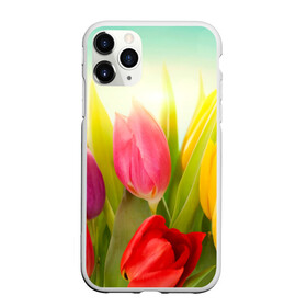 Чехол для iPhone 11 Pro Max матовый с принтом Тюльпаны , Силикон |  | бабушке | девочке | девушке | дочке | желтые цветы | женщине | маме | подруге | природа | розовые цветы | розы | сестре | теще | тюльпаны | цветы