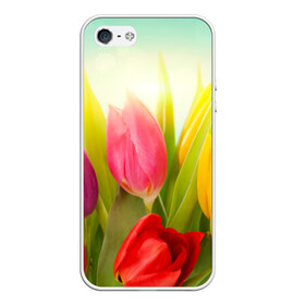 Чехол для iPhone 5/5S матовый с принтом Тюльпаны , Силикон | Область печати: задняя сторона чехла, без боковых панелей | бабушке | девочке | девушке | дочке | желтые цветы | женщине | маме | подруге | природа | розовые цветы | розы | сестре | теще | тюльпаны | цветы