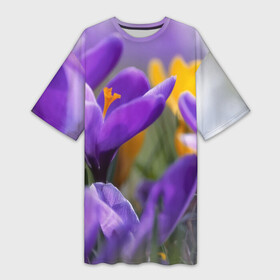 Платье-футболка 3D с принтом Фиолетовые цветы ,  |  | бабушке | девочке | девушке | дочке | желтые цветы | женщине | маме | подруге | природа | розовые цветы | розы | сестре | теще | тюльпаны | цветы