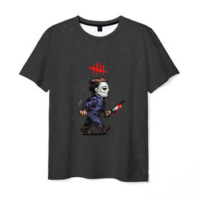 Мужская футболка 3D с принтом Dead by Daylight , 100% полиэфир | прямой крой, круглый вырез горловины, длина до линии бедер | 