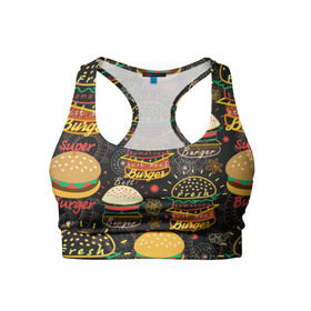 Женский спортивный топ 3D с принтом Гамбургеры , 82% полиэстер, 18% спандекс Ткань безопасна для здоровья, позволяет коже дышать, не мнется и не растягивается |  | hamburgers | sandwic | булочка | бутерброды | быстрая | гамбургер | гамбургеры | геометрический | графика | еда | зелень | иллюстрация | картинка | кунжут | мода | мясо | надпись | орнамент | рисунок | свежий