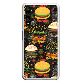 Чехол для Honor 20 с принтом Гамбургеры , Силикон | Область печати: задняя сторона чехла, без боковых панелей | Тематика изображения на принте: hamburgers | sandwic | булочка | бутерброды | быстрая | гамбургер | гамбургеры | геометрический | графика | еда | зелень | иллюстрация | картинка | кунжут | мода | мясо | надпись | орнамент | рисунок | свежий