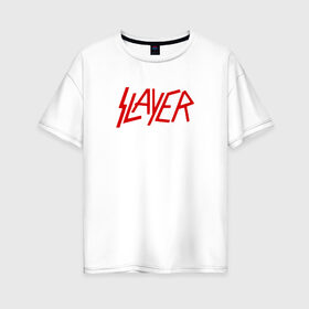 Женская футболка хлопок Oversize с принтом Slayer , 100% хлопок | свободный крой, круглый ворот, спущенный рукав, длина до линии бедер
 | slayer | thrash