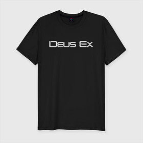 Мужская футболка хлопок Slim с принтом DEUS EX , 92% хлопок, 8% лайкра | приталенный силуэт, круглый вырез ворота, длина до линии бедра, короткий рукав | cyberpunk | deus ex | future | game | будущ | игра | киберпанк