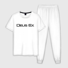 Мужская пижама хлопок с принтом DEUS EX , 100% хлопок | брюки и футболка прямого кроя, без карманов, на брюках мягкая резинка на поясе и по низу штанин
 | cyberpunk | deus ex | future | game | будущ | игра | киберпанк