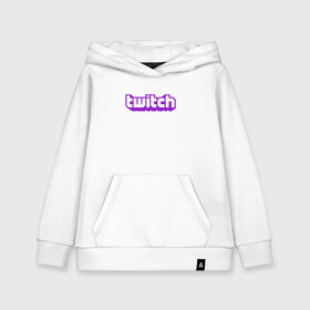 Детская толстовка хлопок с принтом Twitch Logo , 100% хлопок | Круглый горловой вырез, эластичные манжеты, пояс, капюшен | Тематика изображения на принте: game | gamer | logo | twitch | twitties | игры | логотип | стрим | твитч