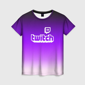 Женская футболка 3D с принтом Twitch , 100% полиэфир ( синтетическое хлопкоподобное полотно) | прямой крой, круглый вырез горловины, длина до линии бедер | game | gamer | logo | twitch | twitties | градиент | игры | логотип | стрим | твитч