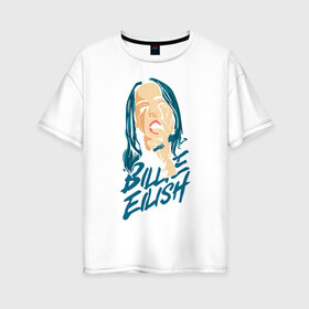 Женская футболка хлопок Oversize с принтом Billie Eilish Black , 100% хлопок | свободный крой, круглый ворот, спущенный рукав, длина до линии бедер
 | billie eilish | lovely | music | ocean eyes | pop | билли айлиш | девушка | музыка | океан | поп | эйлиш | элиш