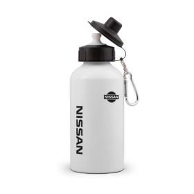 Бутылка спортивная с принтом NISSAN , металл | емкость — 500 мл, в комплекте две пластиковые крышки и карабин для крепления | auto | nissan | sport | авто | автомобиль | автомобильные | бренд | марка | машины | ниссан | спорт