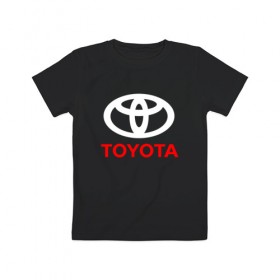 Детская футболка хлопок с принтом TOYOTA , 100% хлопок | круглый вырез горловины, полуприлегающий силуэт, длина до линии бедер | auto | sport | toyota | авто | автомобиль | автомобильные | бренд | марка | машины | спорт | тойота