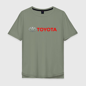 Мужская футболка хлопок Oversize с принтом TOYOTA , 100% хлопок | свободный крой, круглый ворот, “спинка” длиннее передней части | auto | sport | toyota | авто | автомобиль | автомобильные | бренд | марка | машины | спорт | тойота