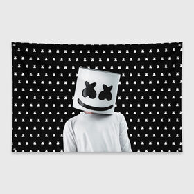 Флаг-баннер с принтом MARSHMELLO Black , 100% полиэстер | размер 67 х 109 см, плотность ткани — 95 г/м2; по краям флага есть четыре люверса для крепления | marsh | marshmallow | marshmello | marshmelo | mello | music | smile | диджей | лого | маршмеллов | маршмеллоу | маршмеллу | маршмело | маршмелов | маршмелоу | музыка | музыкант | рожица | трэп | улыбка | хаус