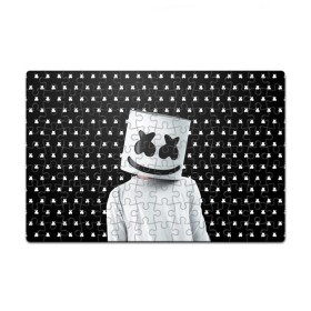 Пазл магнитный 126 элементов с принтом MARSHMELLO Black , полимерный материал с магнитным слоем | 126 деталей, размер изделия —  180*270 мм | marsh | marshmallow | marshmello | marshmelo | mello | music | smile | диджей | лого | маршмеллов | маршмеллоу | маршмеллу | маршмело | маршмелов | маршмелоу | музыка | музыкант | рожица | трэп | улыбка | хаус