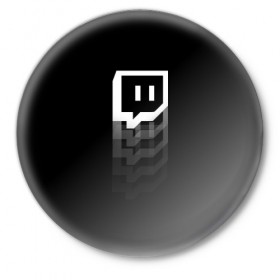 Значок с принтом Twitch ,  металл | круглая форма, металлическая застежка в виде булавки | amazon | logo | twitch | амазон | игры | мерч | стрим | твич