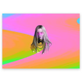 Поздравительная открытка с принтом Billie Eilish , 100% бумага | плотность бумаги 280 г/м2, матовая, на обратной стороне линовка и место для марки
 | billie eilish | lovely | music | ocean eyes | pop | билли айлиш | девушка | музыка | океан | поп | эйлиш | элиш