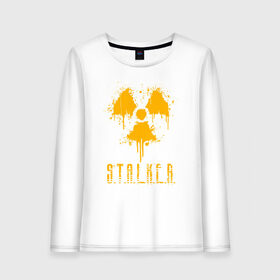 Женский лонгслив хлопок с принтом S T A L K E R , 100% хлопок |  | anomaly | bandit | chernobyl | logo | pripyat | shadow of chernobyl | stalker | stalker 2 | zone | аномалия | бандиты | зона | лого | меченый | припять | сталкер | сталкер 2 | тени чернобыля | чернобыль | чистое небо