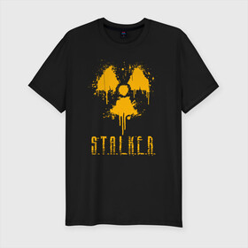 Мужская футболка хлопок Slim с принтом S.T.A.L.K.E.R. 2 | СТАЛКЕР 2 РАДИАЦИЯ , 92% хлопок, 8% лайкра | приталенный силуэт, круглый вырез ворота, длина до линии бедра, короткий рукав | Тематика изображения на принте: anomaly | bandit | chernobyl | logo | pripyat | shadow of chernobyl | stalker | stalker 2 | zone | аномалия | бандиты | зона | лого | меченый | припять | сталкер | сталкер 2 | тени чернобыля | чернобыль | чистое небо