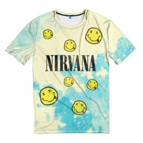 Мужская футболка 3D с принтом Nirvana , 100% полиэфир | прямой крой, круглый вырез горловины, длина до линии бедер | 