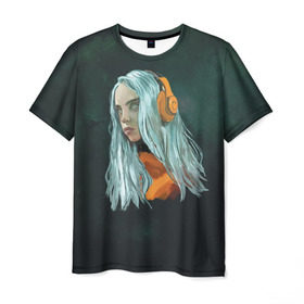 Мужская футболка 3D с принтом Billie , 100% полиэфир | прямой крой, круглый вырез горловины, длина до линии бедер | billie eilish | lovely | music | ocean eyes | pop | билли айлиш | девушка | музыка | океан | поп | эйлиш | элиш