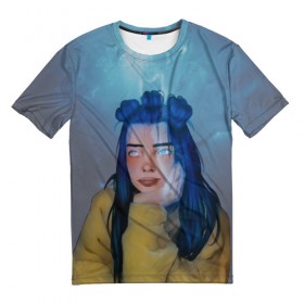 Мужская футболка 3D с принтом Universe Billie , 100% полиэфир | прямой крой, круглый вырез горловины, длина до линии бедер | billie eilish | lovely | music | ocean eyes | pop | билли айлиш | девушка | музыка | океан | поп | эйлиш | элиш