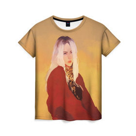 Женская футболка 3D с принтом Billie Eilish Sun , 100% полиэфир ( синтетическое хлопкоподобное полотно) | прямой крой, круглый вырез горловины, длина до линии бедер | billie eilish | lovely | music | ocean eyes | pop | билли айлиш | девушка | музыка | океан | поп | эйлиш | элиш