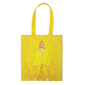 Шоппер 3D с принтом Yellow Billie , 100% полиэстер | Плотность: 200 г/м2; Размер: 34×35 см; Высота лямок: 30 см | billie eilish | lovely | music | ocean eyes | pop | билли айлиш | девушка | музыка | океан | поп | эйлиш | элиш