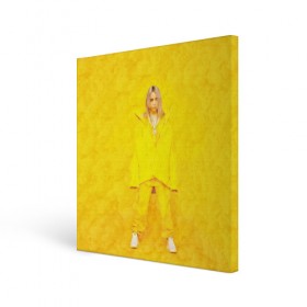 Холст квадратный с принтом Yellow Billie , 100% ПВХ |  | billie eilish | lovely | music | ocean eyes | pop | билли айлиш | девушка | музыка | океан | поп | эйлиш | элиш