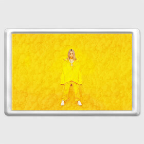 Магнит 45*70 с принтом Yellow Billie , Пластик | Размер: 78*52 мм; Размер печати: 70*45 | billie eilish | lovely | music | ocean eyes | pop | билли айлиш | девушка | музыка | океан | поп | эйлиш | элиш