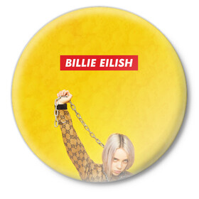 Значок с принтом Billie Eilish ,  металл | круглая форма, металлическая застежка в виде булавки | billie eilish | lovely | music | ocean eyes | pop | билли айлиш | девушка | музыка | океан | поп | эйлиш | элиш