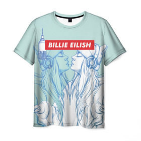 Мужская футболка 3D с принтом Billie Eilish , 100% полиэфир | прямой крой, круглый вырез горловины, длина до линии бедер | billie eilish | lovely | music | ocean eyes | pop | билли айлиш | девушка | музыка | океан | поп | эйлиш | элиш