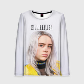 Женский лонгслив 3D с принтом BillieEilish , 100% полиэстер | длинные рукава, круглый вырез горловины, полуприлегающий силуэт | billie eilish | lovely | music | ocean eyes | pop | билли айлиш | девушка | музыка | океан | поп | эйлиш | элиш