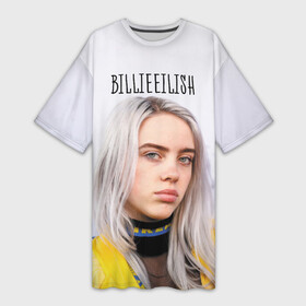 Платье-футболка 3D с принтом BillieEilish ,  |  | billie eilish | lovely | music | ocean eyes | pop | билли айлиш | девушка | музыка | океан | поп | эйлиш | элиш