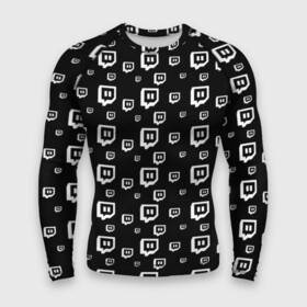 Мужской рашгард 3D с принтом Twitch ,  |  | black and white | game | gamer | logo | pattern | twitch | twitties | игры | логотип | паттерн | стрим | твитч | текстура | черно белый