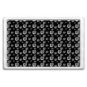 Магнит 45*70 с принтом Twitch , Пластик | Размер: 78*52 мм; Размер печати: 70*45 | black and white | game | gamer | logo | pattern | twitch | twitties | игры | логотип | паттерн | стрим | твитч | текстура | черно белый