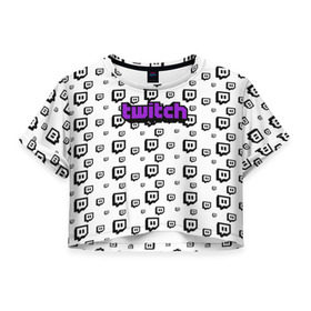 Женская футболка 3D укороченная с принтом Twitch , 100% полиэстер | круглая горловина, длина футболки до линии талии, рукава с отворотами | game | gamer | logo | pattern | twitch | twitties | игры | логотип | паттерн | стрим | твитч | текстура