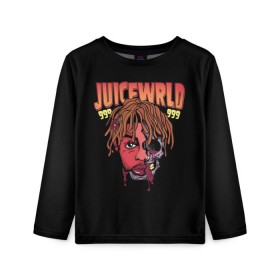 Детский лонгслив 3D с принтом Juice WRLD , 100% полиэстер | длинные рукава, круглый вырез горловины, полуприлегающий силуэт
 | Тематика изображения на принте: dreams | jucie | juice | lucid | rap | world | wrld | американский | ворлд | врлд | джус | реп | репер | рэп | рэпер