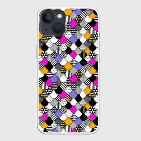 Чехол для iPhone 13 с принтом Чешуя ,  |  | abstraction | art | background | color | fashion | ornament | patterns | scales | style | абстракция | весёлая | геометрический | графика | знаки | иллюстрация | искусство | картинка | мода | орнамент | рисунок | рыба | рыбак | рыбалка