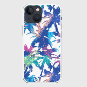 Чехол для iPhone 13 mini с принтом Пальмы ,  |  | abstracti | branches | exotic | leaves | palm trees | trees | tropics | абстракция | белый | ветки | графика | деревья | иллюстрация | искусство | картинка | листья | мода | орнамент | пальмы | рисунок | стиль | тропики | узор | фон