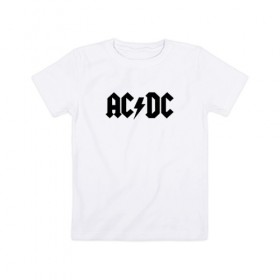 Детская футболка хлопок с принтом AC/DC , 100% хлопок | круглый вырез горловины, полуприлегающий силуэт, длина до линии бедер | Тематика изображения на принте: ac dc | blues rock | hard rock